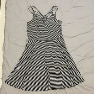 Hollister, Black and White Striped Strappy Dress, Size Medium